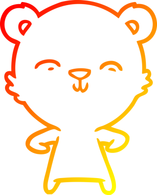 Bir insan tarafından çizilmiş mutlu çizgi film ayısının sıcak çizgi çizimi