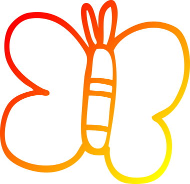 Bir insan tarafından çizilmiş bir kelebeğin sıcak çizgi çizimi