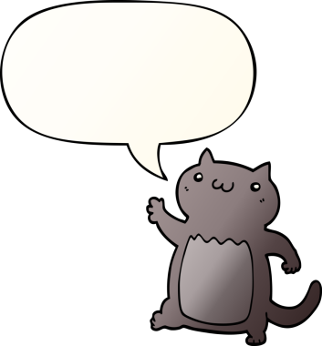 bir insan tarafından çizilmiş yumuşak eğimli konuşma baloncuklu çizgi film kedisi