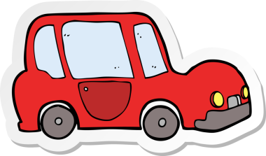 Bir insan tarafından çizilmiş bir çizgi film arabasının çıkartması.