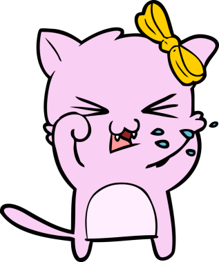 Bir insan tarafından çizilmiş çizgi film kedisi.