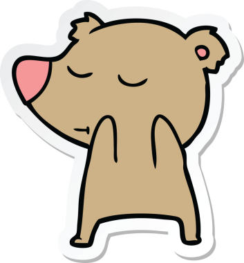 Bir insan tarafından çizilmiş mutlu çizgi film ayısının çıkartması.