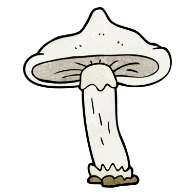 Bir insan tarafından çizilmiş el yapımı çizgi film mantarı.