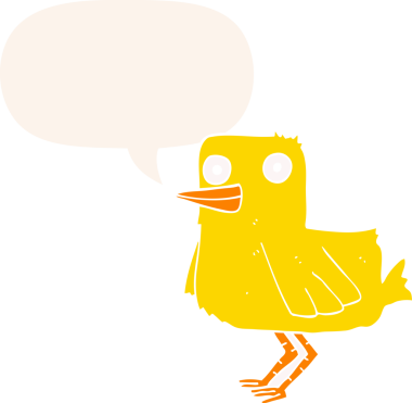 Bir insan tarafından çizilmiş, konuşma baloncuklu çizgi film ördeği.