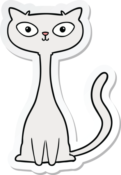 Bir insan tarafından çizilmiş çizgi film kedisinin çıkartması.