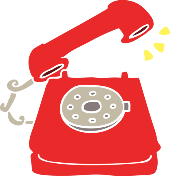 Bir insan tarafından çizilmiş düz renk çizgi film çalan telefon