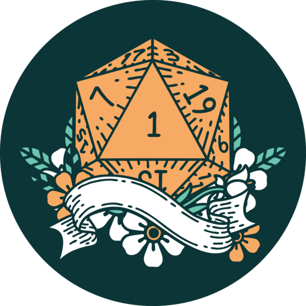 Bir insan tarafından çizilen bir d20 zar atma ikonu