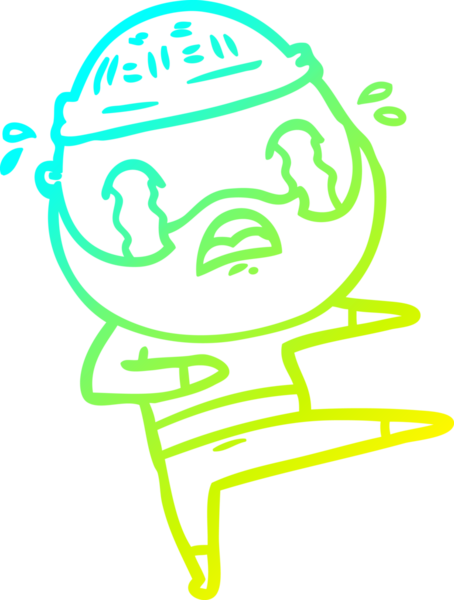 Bir insan tarafından çizilmiş ağlayan sakallı bir dansçının çizdiği soğuk çizgi.