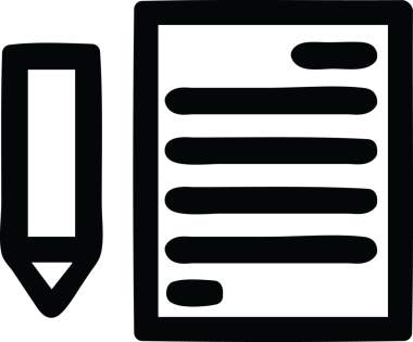 bir insan tarafından çizilmiş belge ve kalem simgesi