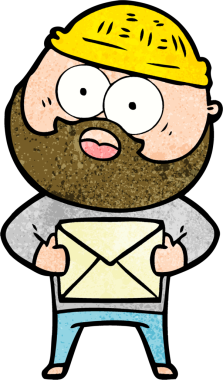 Karikatür, sakallı adamın elinde bir insan tarafından çizilmiş bir mektup tutmasına şaşırdı.