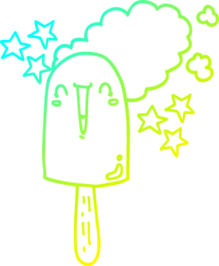 Bir insan tarafından çizilmiş buz lolipopunun soğuk gradyan çizimi