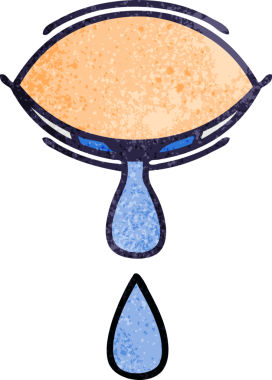 Bir insan tarafından çizilmiş ağlayan gözün retro grunge dokusu.