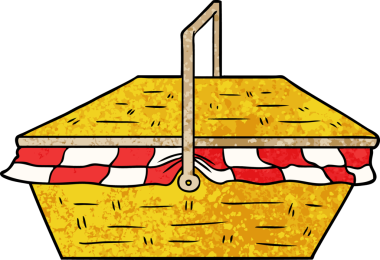 bir insan tarafından çizilmiş çizgi film piknik sepeti