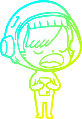 Bir insan tarafından çizilmiş bir karikatür astronot kadın çizimi.