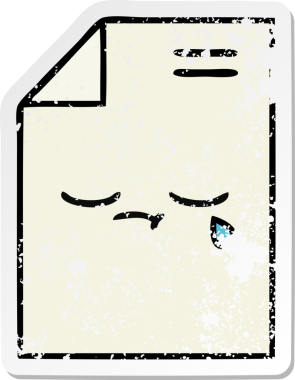 Bir insan tarafından çizilmiş sevimli bir karikatür kağıdının sıkıntılı çıkartması.