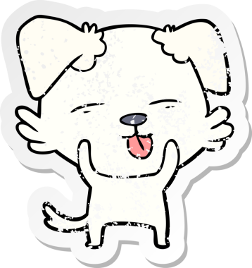 Bir insan tarafından çizilmiş bir köpeğin dertli çıkartması.