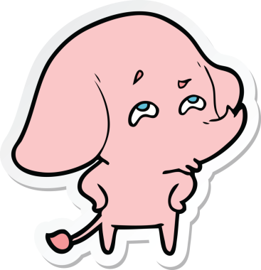 Bir insan tarafından çizilmiş karikatür filinin çıkartması.