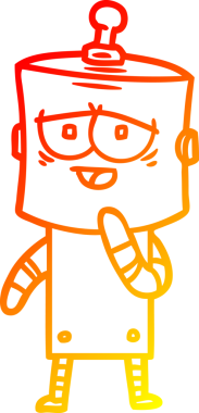 Bir insan tarafından çizilen çizgi film robotunun sıcak çizgi çizimi