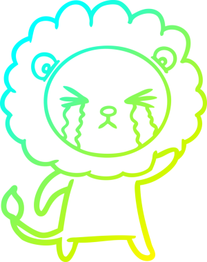 Bir insan tarafından çizilmiş ağlayan aslanın soğuk gradyan çizgisi