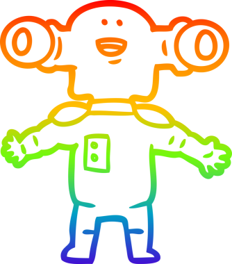 Gökkuşağı gradyan çizgisi, bir insan tarafından çizilmiş dost bir uzaylı çizgi filmi.