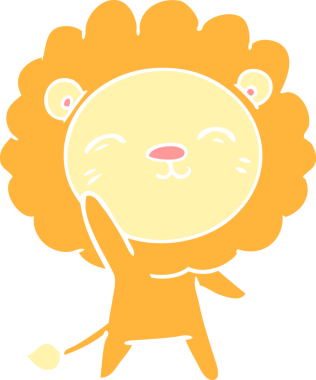 Bir insan tarafından çizilmiş düz renkli çizgi film aslanı