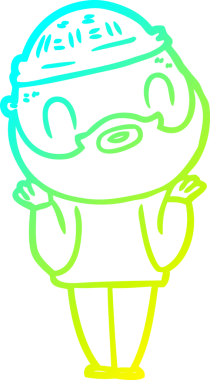 Bir insan tarafından çizilmiş sakallı bir karikatür çizimi.