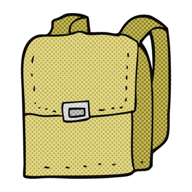 Bir insan tarafından çizilmiş karikatür çantası.