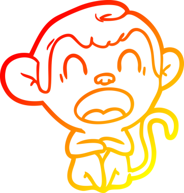 Bir insan tarafından çizilen esneyen çizgi maymun çizimi.