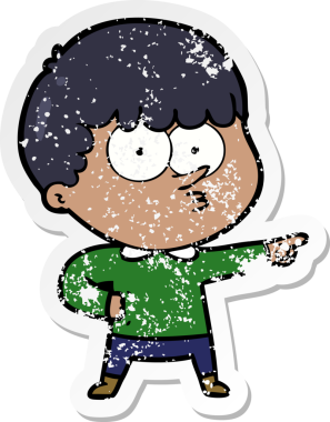 Bir insan tarafından çizilmiş çizgi film karakterinin sıkıntılı çıkartması.