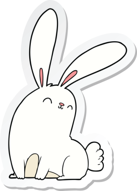 Bir insan tarafından çizilmiş şirin bir tavşanın çıkartması.