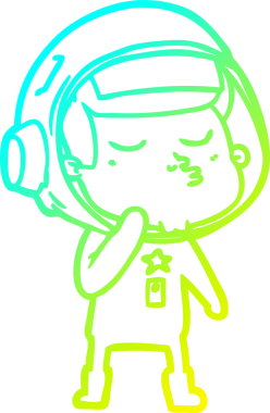 Bir insan tarafından çizilmiş kendinden emin bir astronotun soğuk çizgi çizimi.