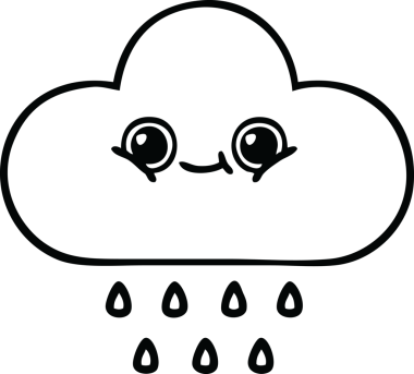 Bir insan tarafından çizilmiş yağmur bulutunun çizgi çizimi