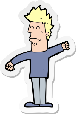 Bir insan tarafından çizilmiş bir karikatür çıkartması.