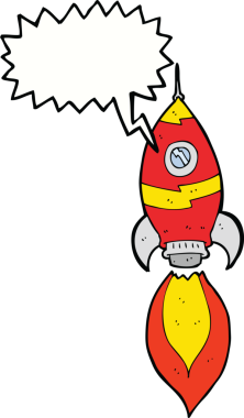 bir insan tarafından çizilmiş konuşma baloncuklu çizgi film uzay gemisi