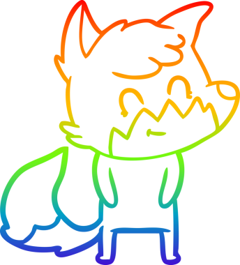 Gökkuşağı gradyan çizgi çizimi bir insan tarafından çizilmiş, dost bir tilki.