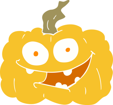 Bir insan tarafından çizilmiş balkabağının düz renk çizimi