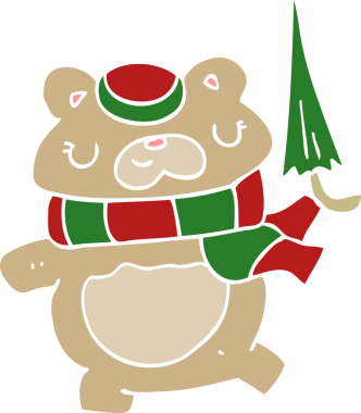 Bir insan tarafından çizilmiş düz renkli çizgi film ayısı.