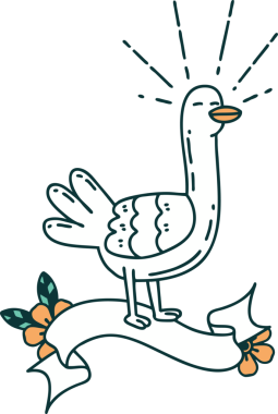 Bir insan tarafından çizilmiş dövme stili deniz kuşu dövmeli parşömen.