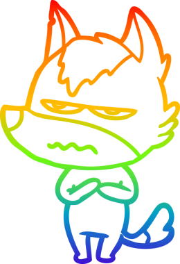 Gökkuşağı gradyan çizgi çizimi Bir insan tarafından çizilmiş rahatsız kurt