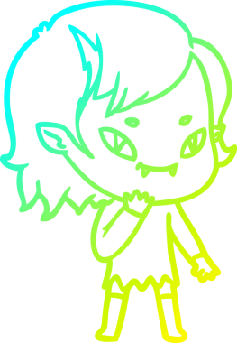 Bir insan tarafından çizildiği düşünülen, çizgi film dostu vampir kız çizimi.