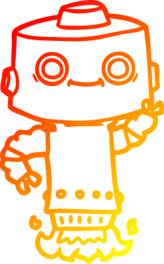 Bir insan tarafından çizilen çizgi film robotunun sıcak çizgi çizimi