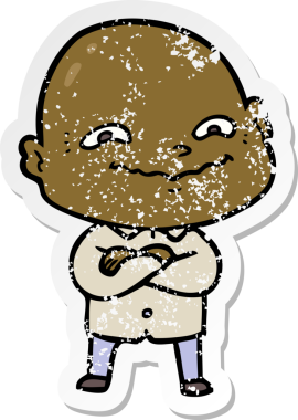 Bir insan tarafından çizilmiş ürkütücü bir çizgi filmin stresli çıkartması.