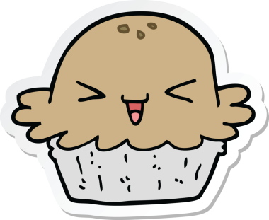 Bir insan tarafından çizilmiş şirin bir karikatür pastasının etiketi.