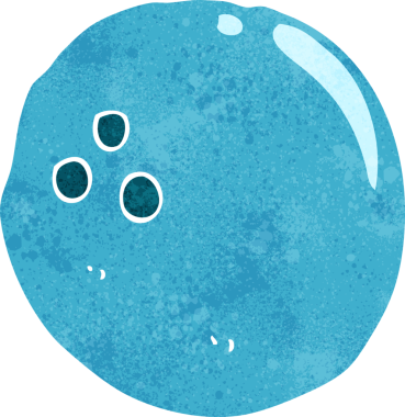 Bir insan tarafından çizilmiş bir bowling topu.