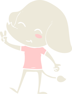 Bir insan tarafından çizilmiş düz renk çizgi film fili.