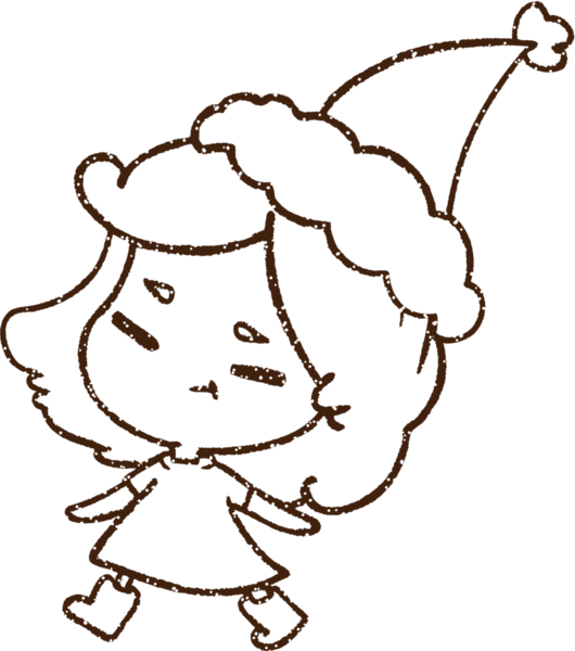 Bir insan tarafından çizilen Noel Kızı Kömür Çizimi