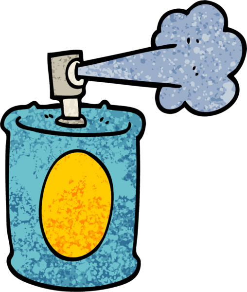 Bir insan tarafından çizilmiş grunge desenli çizgi film sprey boya kutusu.