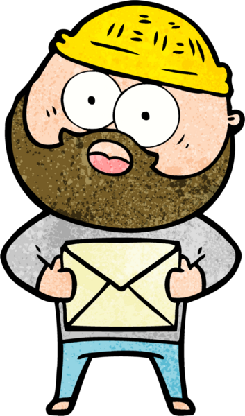 Karikatür, sakallı adamın elinde bir insan tarafından çizilmiş bir mektup tutmasına şaşırdı.