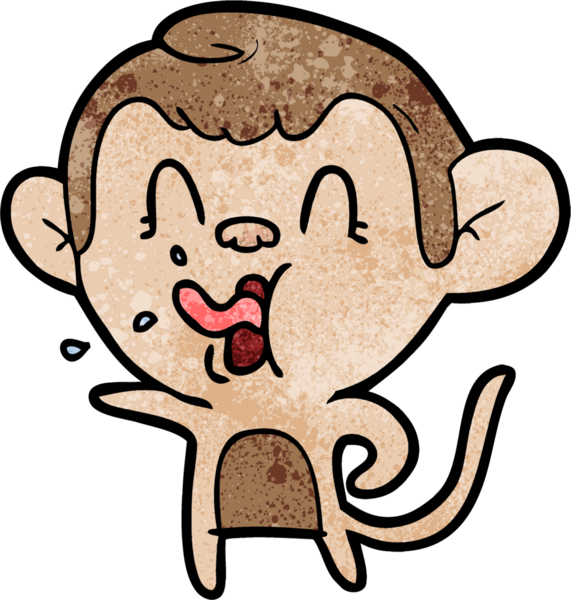 Bir insan tarafından çizilmiş çılgın çizgi film maymunu