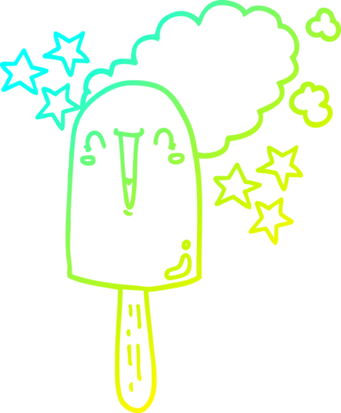 Bir insan tarafından çizilmiş buz lolipopunun soğuk gradyan çizimi